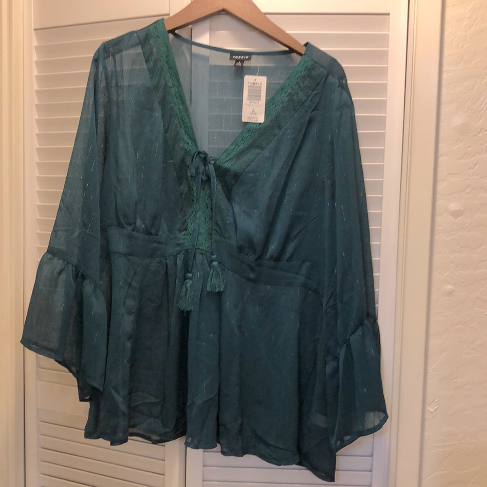 Torrid Green Chiffon Babydoll shirt